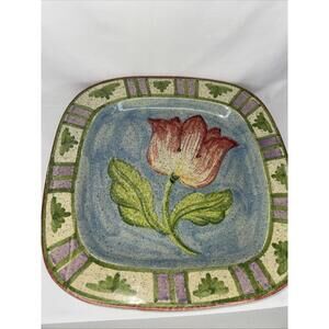 VIETRI MADE ITALY 15 IncFLOWER DINNER PLATE QUADRIFOGLIO HAND PAINTED TULIP 2001